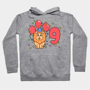 I am 9 with lion - kids birthday 9 years old Hoodie